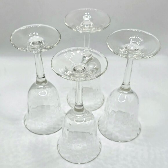 4 Vintage Crystal Cordial Glasses Liqueur Elegant Ribbed Flared Fluted Barware - Picture 4 of 9